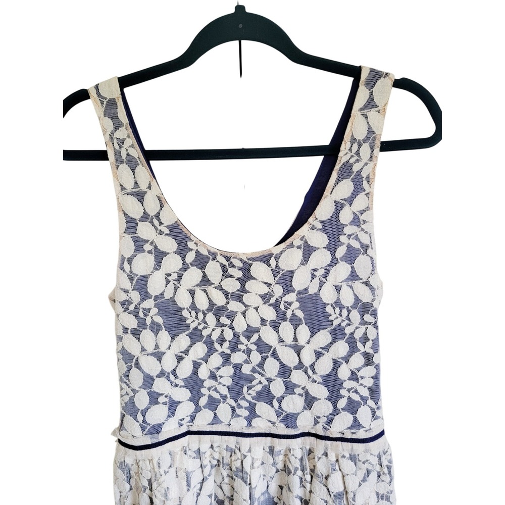 Anthropologie L Sparrow Weston Blue White Floral Lace Fit‎ Flare Dress Fairy - Picture 8 of 16